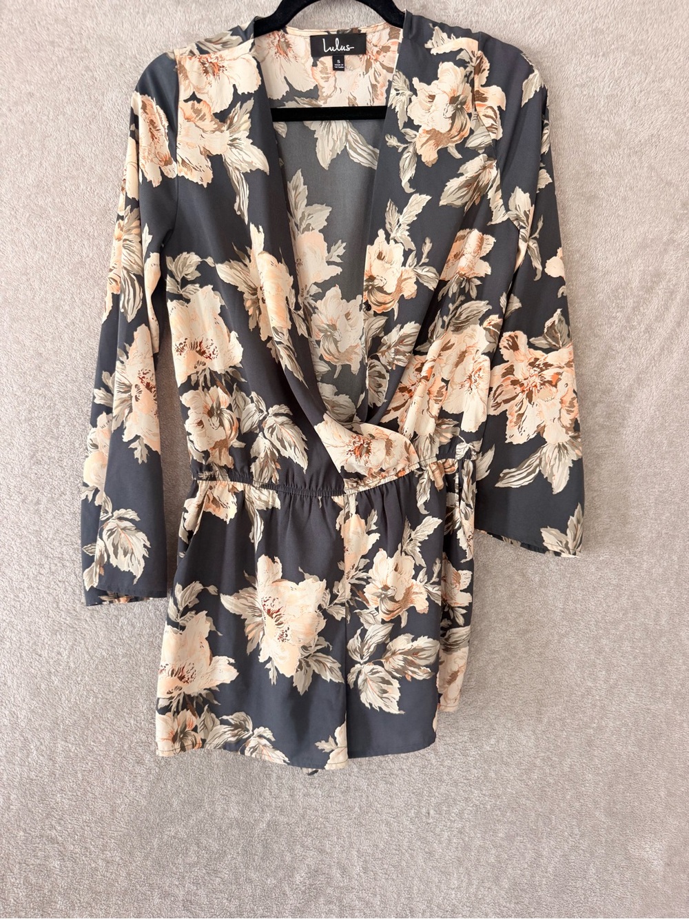 Lulus Navy Floral Wrap Romper